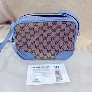 Gucci Bree Disco Crossbody Bag GG Canvas with Leather Mini